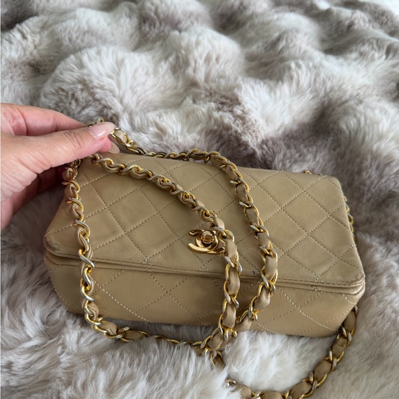 CHANEL Beige Mini Quilted Crossbody Bag - Picture 17 of 17